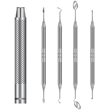 Detailed vector set of dental tools