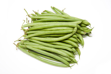 green beans on a white background.