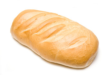 Loaf of bread on a white background.