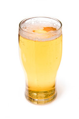 Pint of beer isolated on a white background.