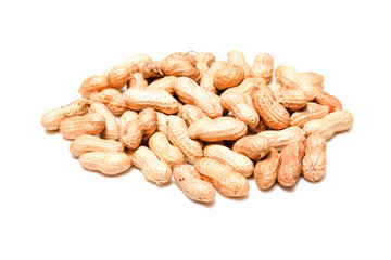 Ground nuts isolated on a white studio background.