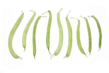 green beans on a white background.