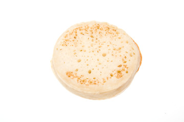 Crumpet on a white background