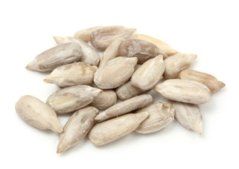 Sunflower seeds isolated on white background. Macro shot. © Elena Schweitzer