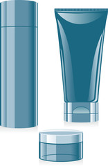isolated blue cosmetics set