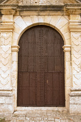 a closeup of old wooden door