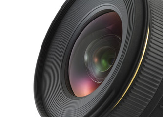 Camera lens closeup with clipping path