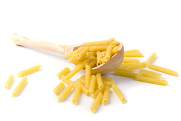 macaroni in wooden spoon