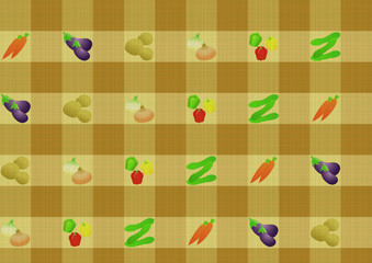 カントリー風チェック柄　ベジタブル
