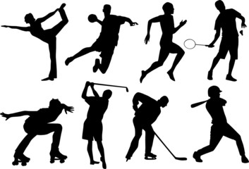 a set of sports silhouetttes