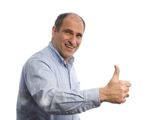 smiling man with thumbs up positive sign