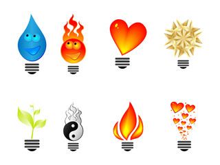 Light bulb icons made with different shape