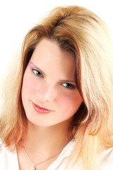 Naklejka premium Portrait of nineteen years old girl with fasctinating eyes