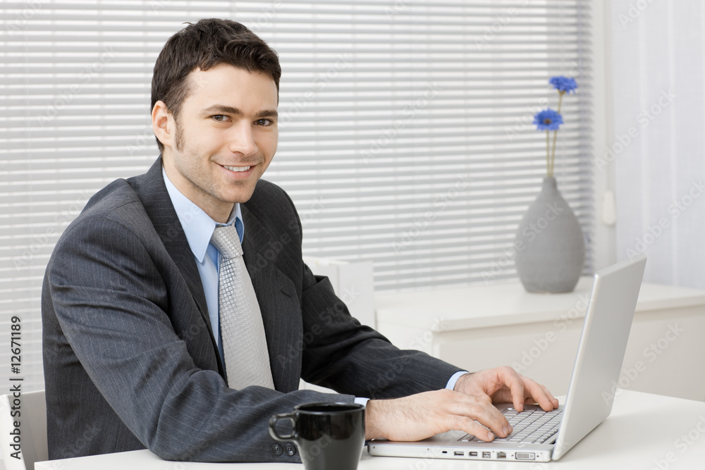 Wall mural businessman working on computer