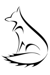 A isolated black tribal fox tattoo