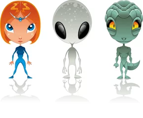Zelfklevend Fotobehang Types of aliens © ddraw