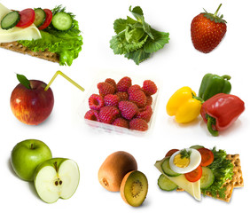 Health food collection isolated on white background