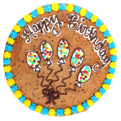 Large 18 inch cookie cake with Happy Birthday in icing.