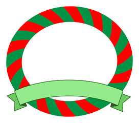 Christmas frame with green ribbon