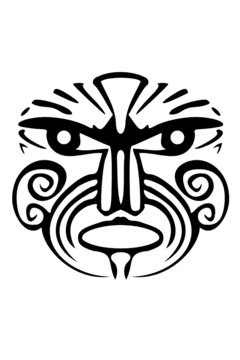 A tribal black Maori face tattoo