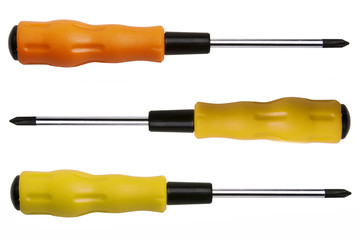 Drei Schraubendreher freigestellt mit Pfaden
