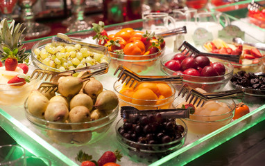 Fruits on restaurant display, shallow focus