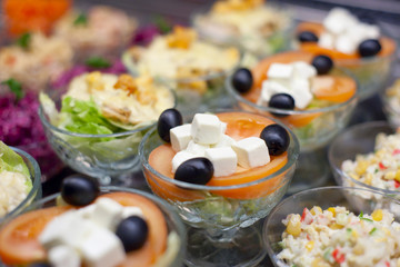 Appetizers on restaurant display, shallow focus