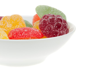 bowl of fruit candy isolated