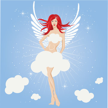 sexy fairy girl, angel vector illustration