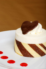white chocolate cake with candy heart