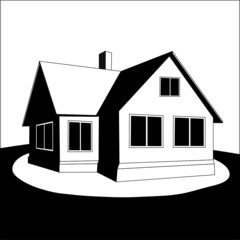 House on a hill. Vector.