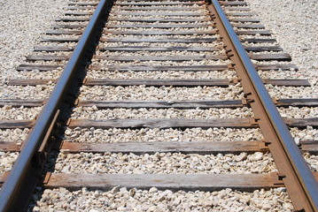 Naklejka premium A close up of a section of railroad track