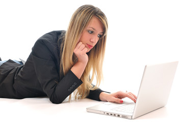 girl work on laptop