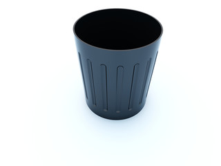 Empty black bin icon isolated on white