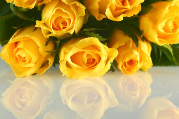 Bouquet of Yellow Roses with reflection