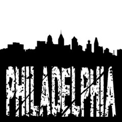 Grunge Philadelphia text with skyline