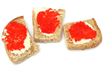 des amuse-bouches avec fromage blanc et oeufs de lump