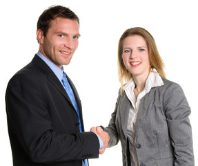 Geschäftleute geben sich die Hand
