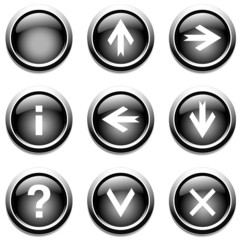 Black buttons with signs. Vector.