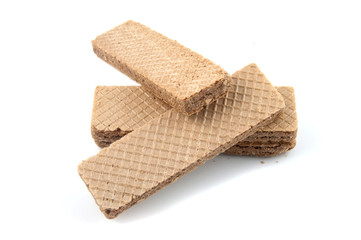 Chocolate wafer cookies isolated.