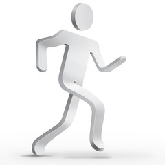 3d character man running alone in white background