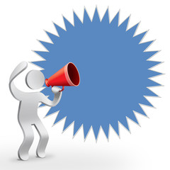 3d character man shout with a red megaphone