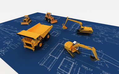 Yellow Loader and Dump and blue sketch