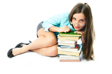 young student with books