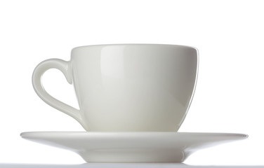 white espresso tea coffee cup with saucer isolated