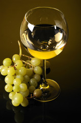 White wine and a grape