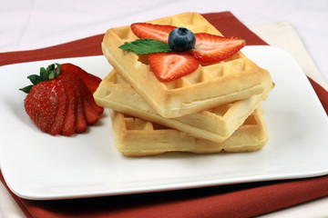 Waffles and berries