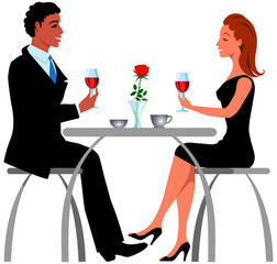 A couple in the restaurant