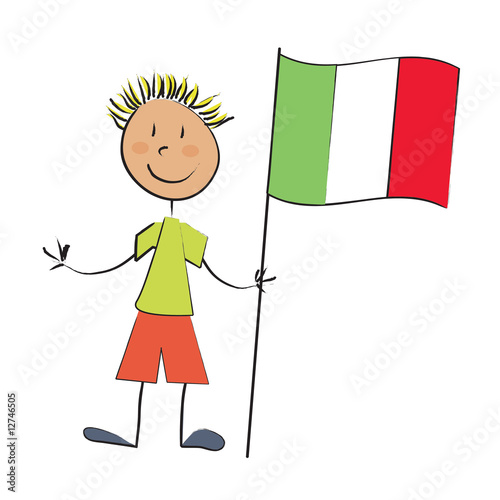 "enfant drapeau italie" photo libre de droits sur la ...