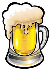 Glass of beer with froth, vector illustration